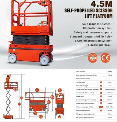 OEM Scissor Lift Work Platform 1T - 5T โหลด พลาตฟอร์ม Scissor ไฟฟ้า